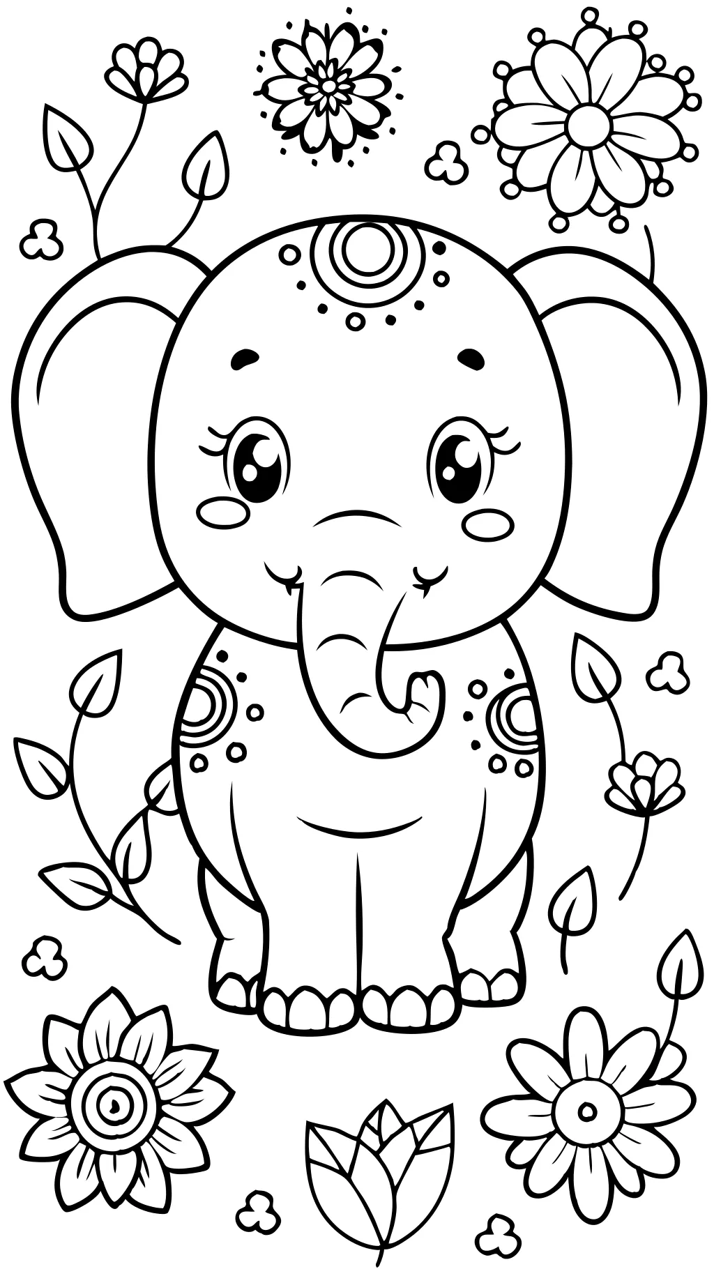 Página para colorear de elefante imprimible